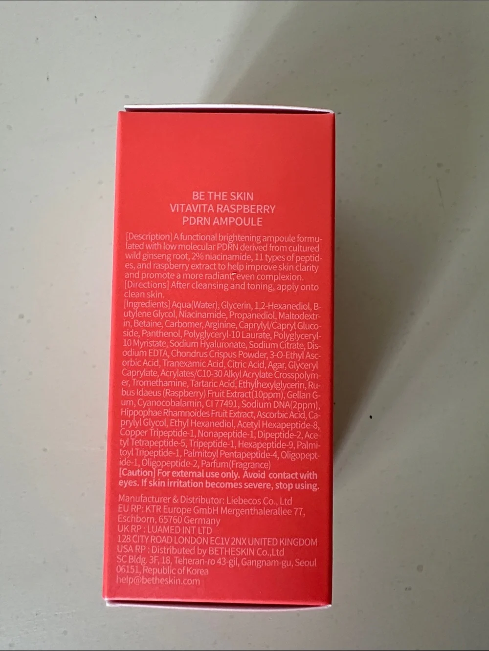 NEW Unopened in box Vitavita PDRN Raspberry Ampoule Serum - Be the Skin Korean